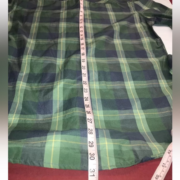 NEW Carbon green blue checkered PLAID Shirt mens classic Fit roll Tab mens Large - Picture 8 of 10